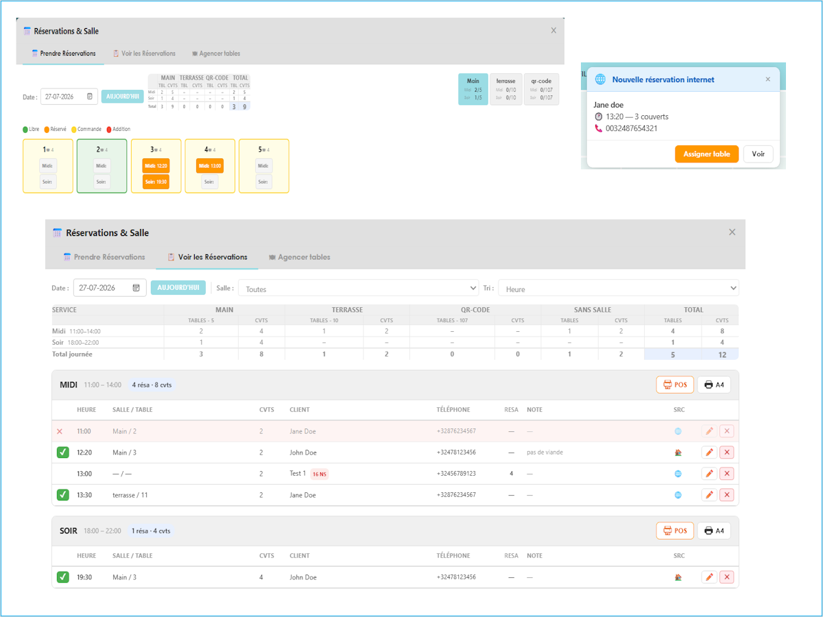 Écrans d'outils de reporting de base. Plus sur demande