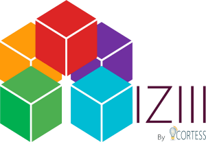 LOGO IZIII BY CORTESS : solution de caisse enregistreuse, pos, horeca, retail modulo plug&pos Restomax lightspeed dark kitchen imprimantes borne caisse enregistreuse commandes gsm pos caisse uber eats deliverect odoo